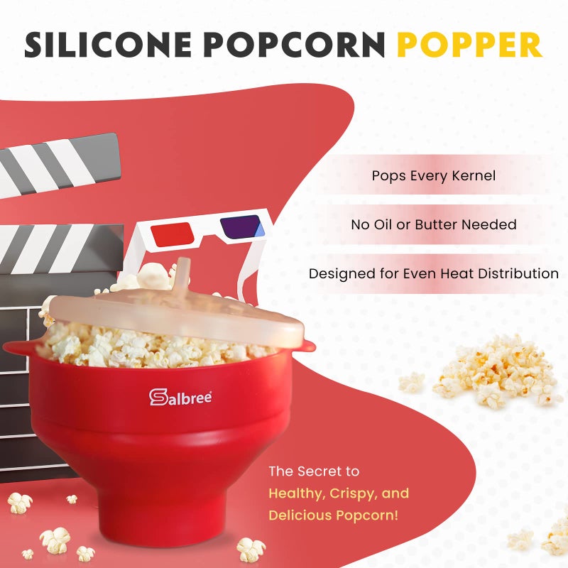 Salbree The Original Salbree Collapsible Silicone Microwave Popcorn Popper Maker Machine, Microwavable Bowl Holds 16 Cups, Uses Hot Air and Oil Always Optional - The Most Colors Available (Tan) - Image 2